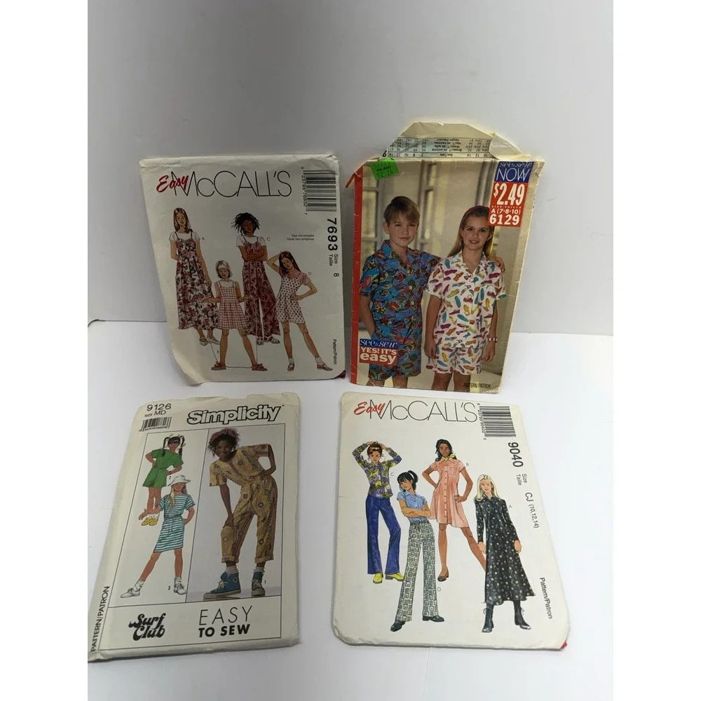 Lot Of 3 Children's Easy McCall's Patterns Size Youth 3 Uncut 1 Cut